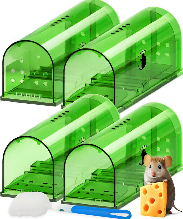 Tavvita 4-pack humane mouse traps for live catch & release. Safe, reusable pest control for home & garden.