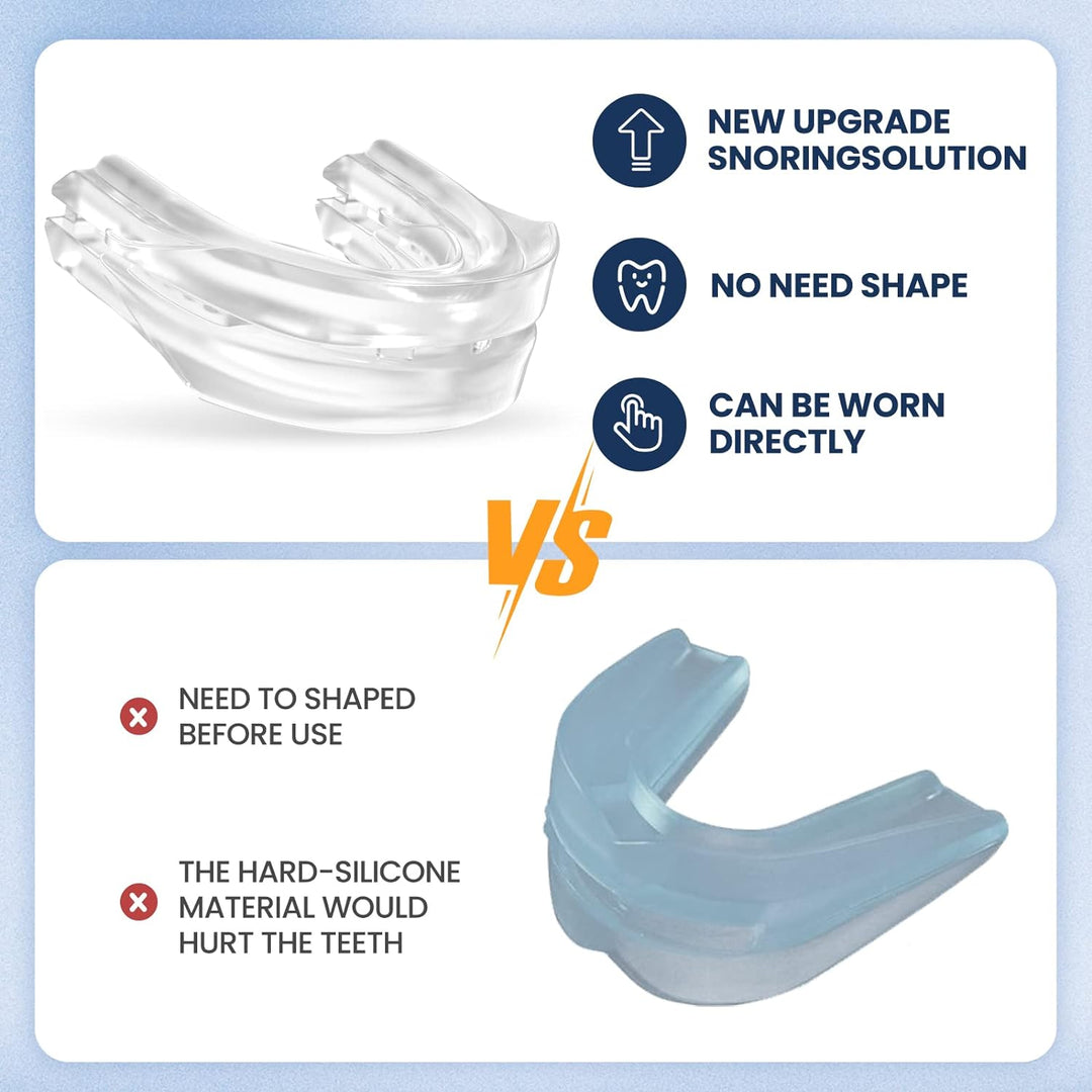 Flexible anti-snoring oral appliance for sleep apnea. Tavvita night guard ensures comfortable, quiet sleep & snore relief.