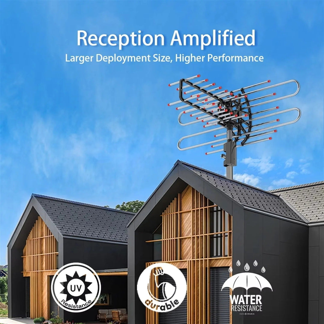 TavvitaImp008 outdoor HDTV antenna, designed for 360° rotation & enhanced TV signal reception for all channels.