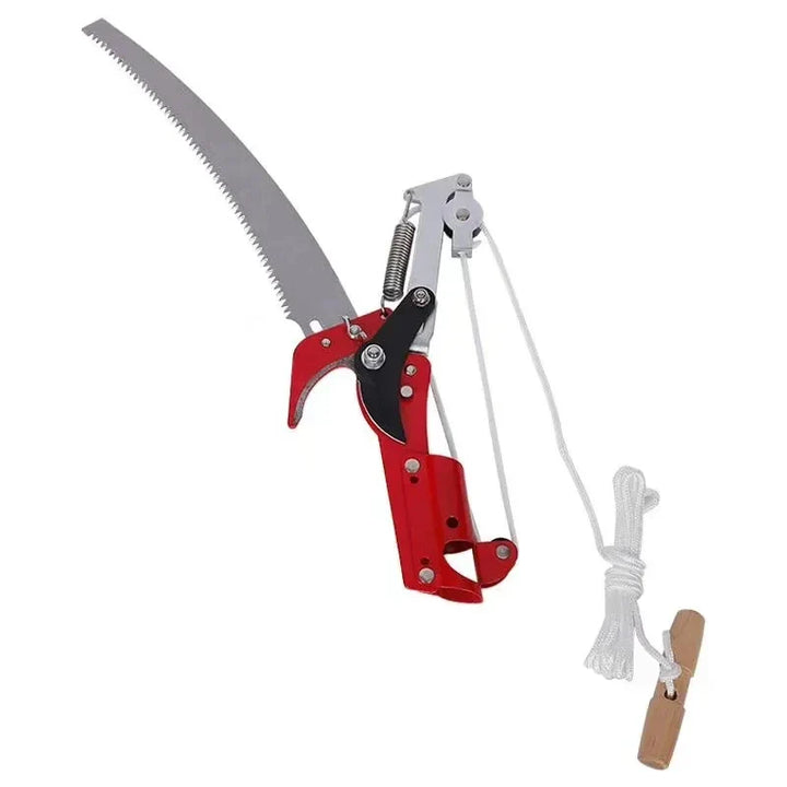 Versatile garden tool: telescopic pole pruner with SK5 blade for precise high branch and shrub pruning.