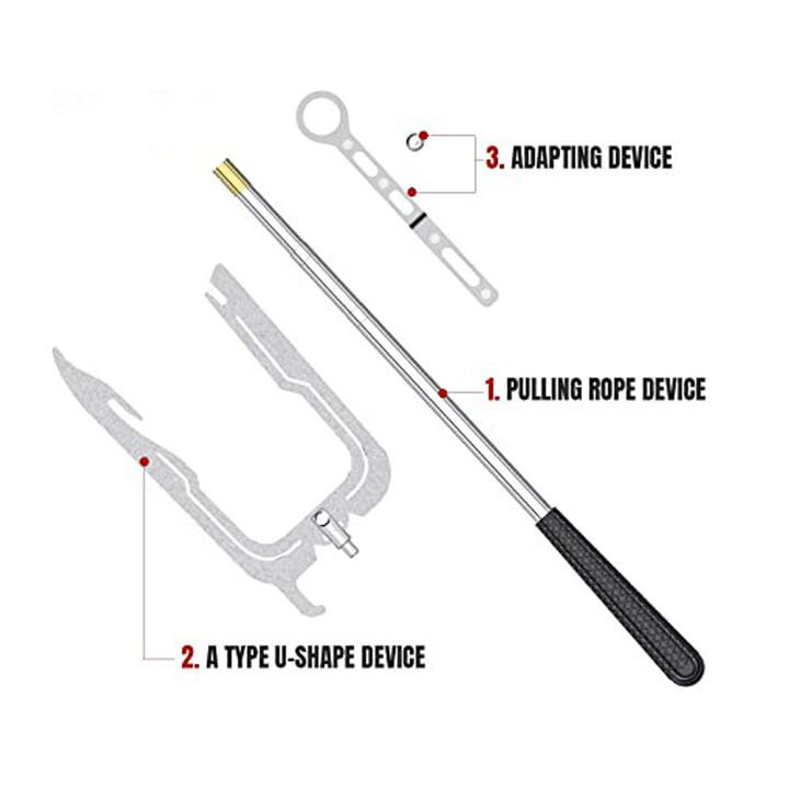 Telescoping pole dock hook, lightweight aluminum construction, ideal for boating, fishing, and outdoor gear.