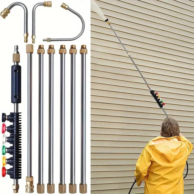 Telescoping pressure washer wand kit, 4000 PSI, for effective gutter & roof cleaning. Adjustable, heavy-duty.