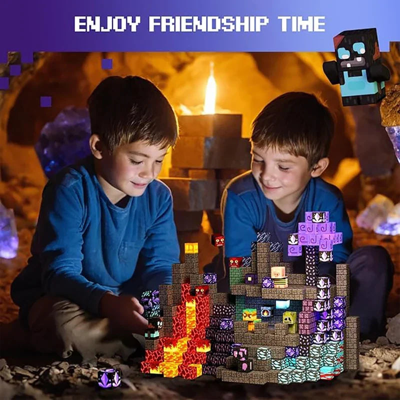 Intricate structure built with Terrabrix magnetic blocks, showcasing creative potential & advanced building for kids.