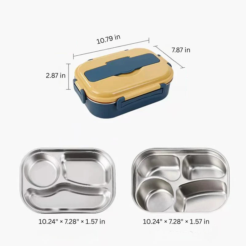 Premium 4-compartment stainless steel thermal bento box, ideal for work, school, or outdoor picnics.