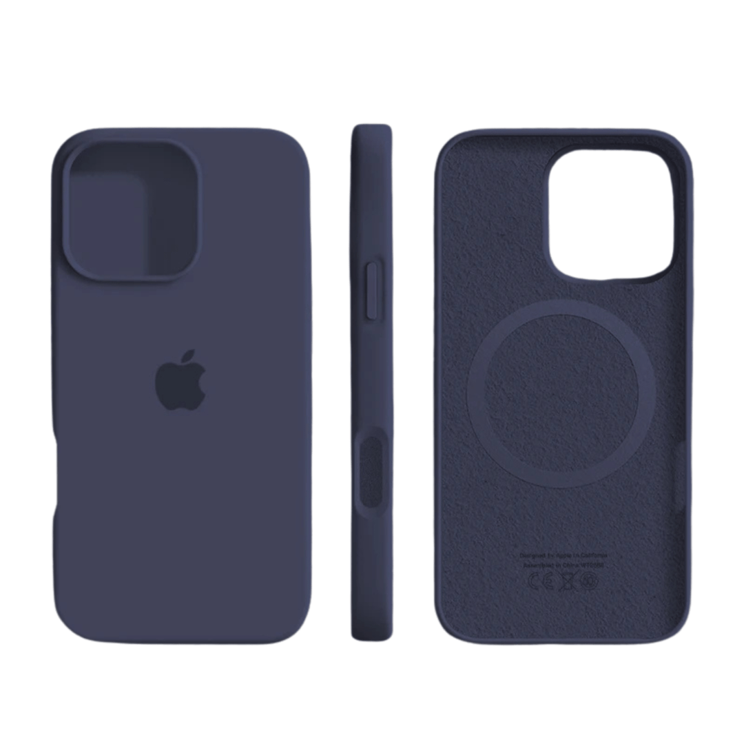 Magnetic, thin silicone iPhone case for MagSafe, offering soft touch and durable phone cover.