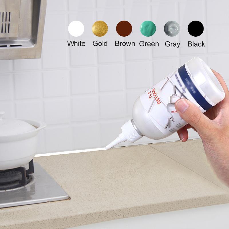 Various applications of Tile Gap Repair Filler & Sealer on different types of household tiles.