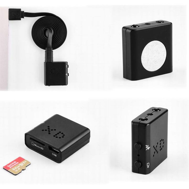 Compact 1080P HD video recorder, mini spy camera with night vision & audio for discreet surveillance.