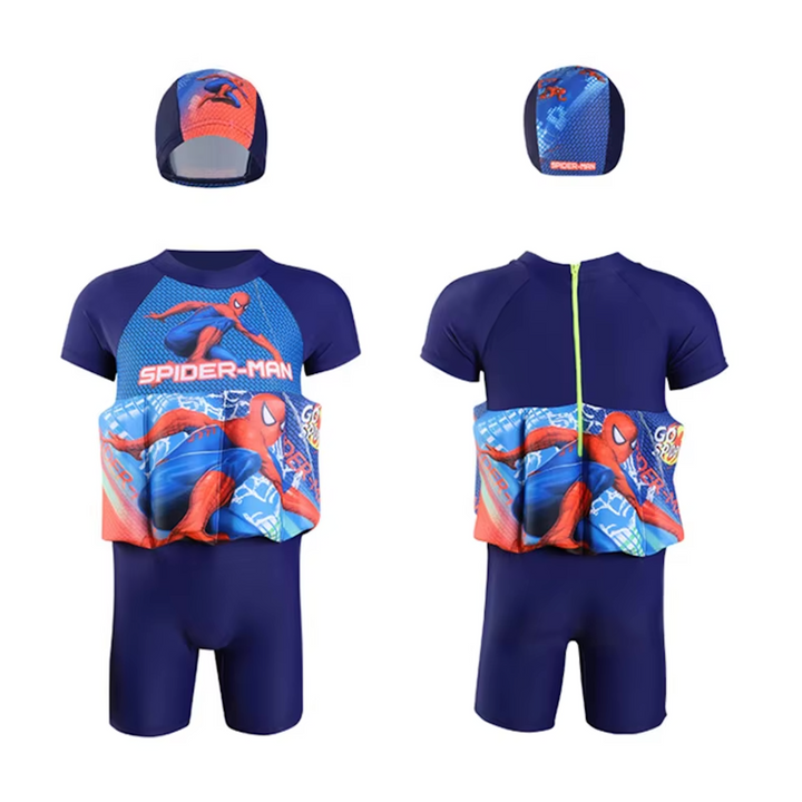 Sun protection float vest and shorts for kids, ideal for toddler swim lessons.