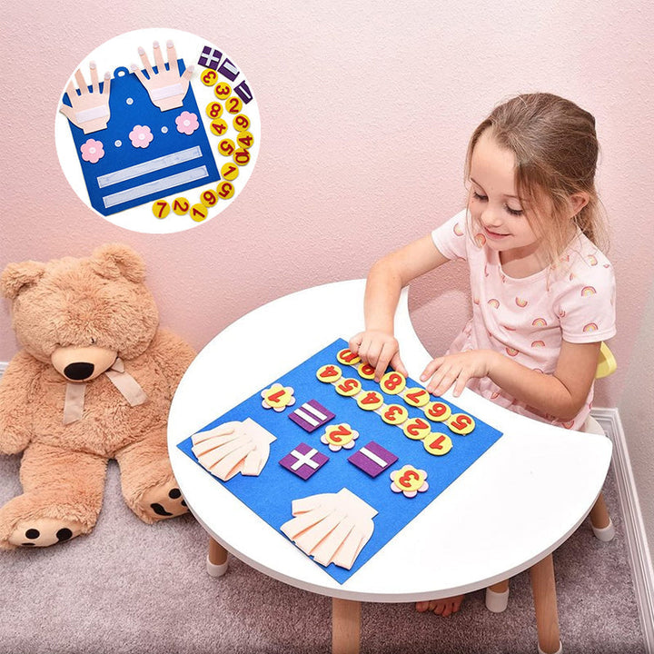 Preschool math learning toy with felt fingers, engaging counting activity for toddlers