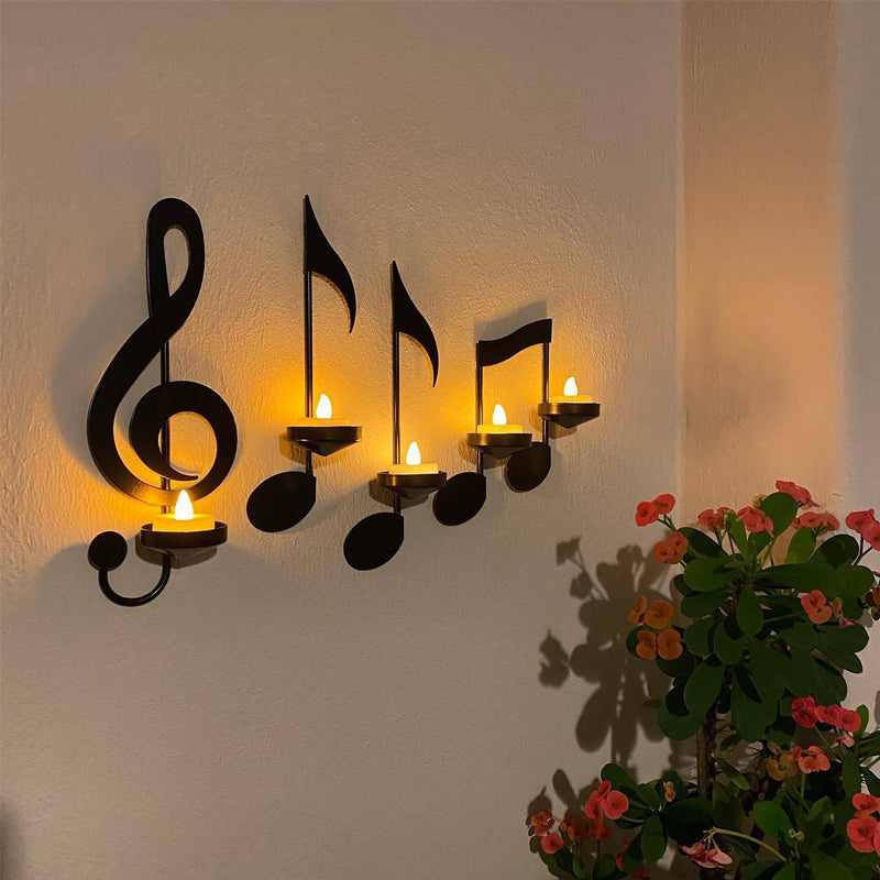 Treble clef music note metal wall sconce candle holder, perfect for unique home decor