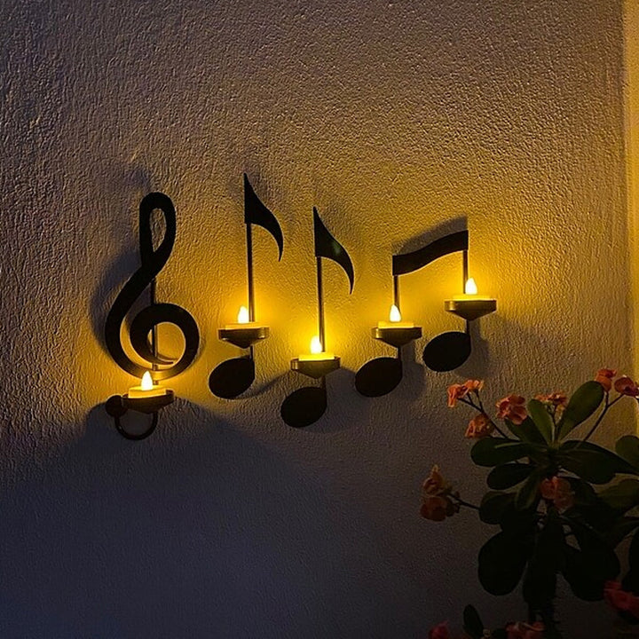 Decorative music note metal sconce that casts beautiful shadows, enhances home ambiance
