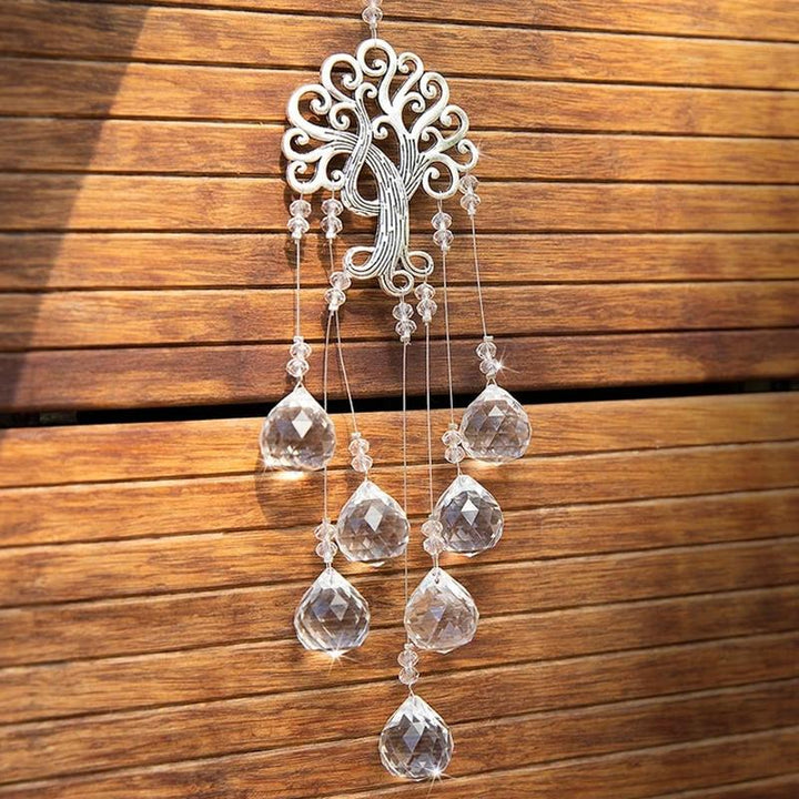 Tree of Life crystal suncatcher with rainbow prisms for window decor & home gifting, 100% handmade