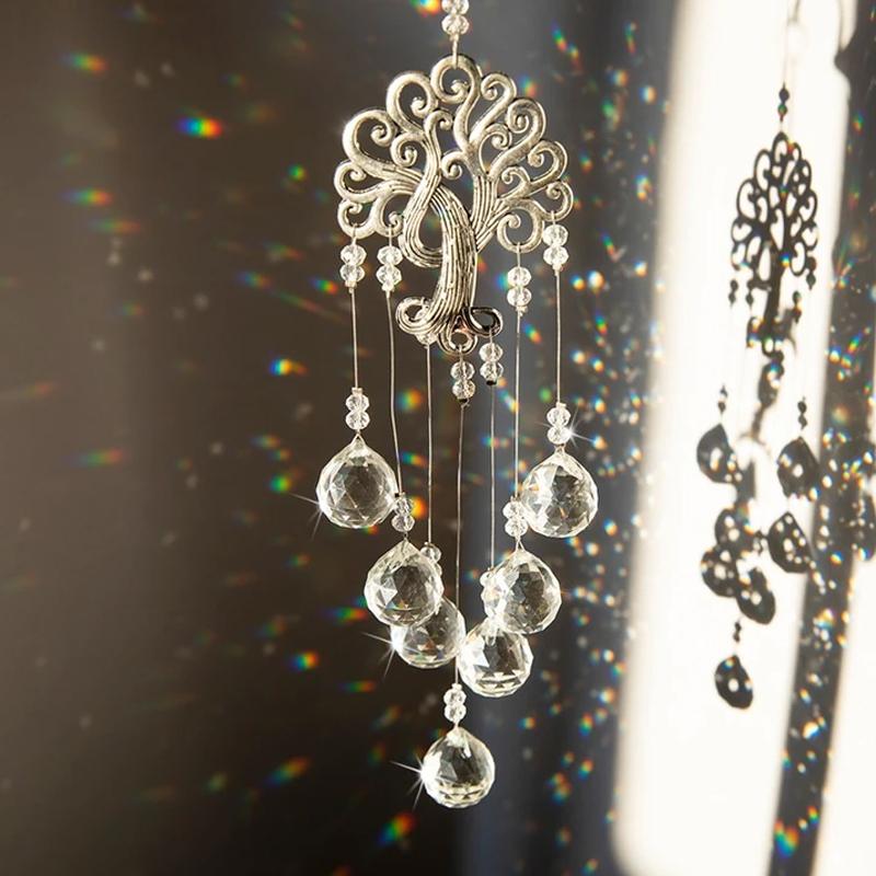 Handmade Tree of Life crystal suncatcher, sparkling window ornament, perfect housewarming gift