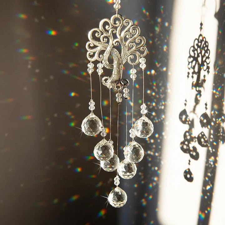 Handmade Tree of Life crystal suncatcher, sparkling window ornament, perfect housewarming gift