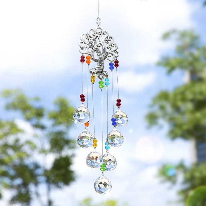 Tree of Life suncatcher ornament made with brilliant crystals, enhancing home decor with light