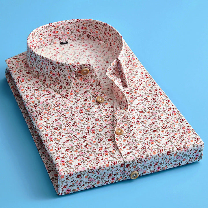 Trendy men's short sleeve floral shirt for summer. Vibrant print, casual and stylish for modern men's fashion.