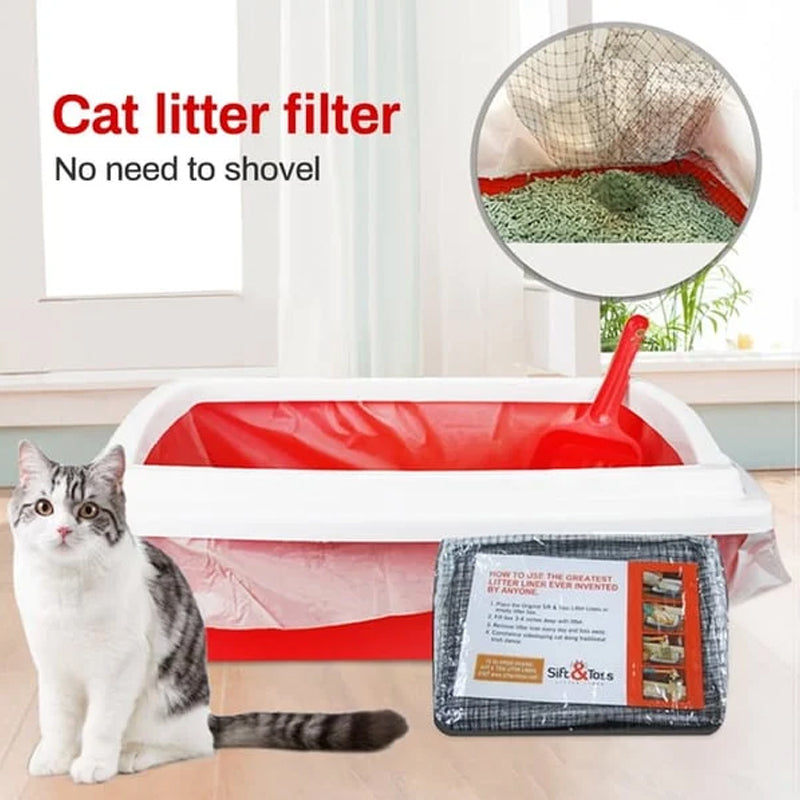 Stack of folded reusable cat litter liner bags, emphasizing their compact storage and eco-friendly design.