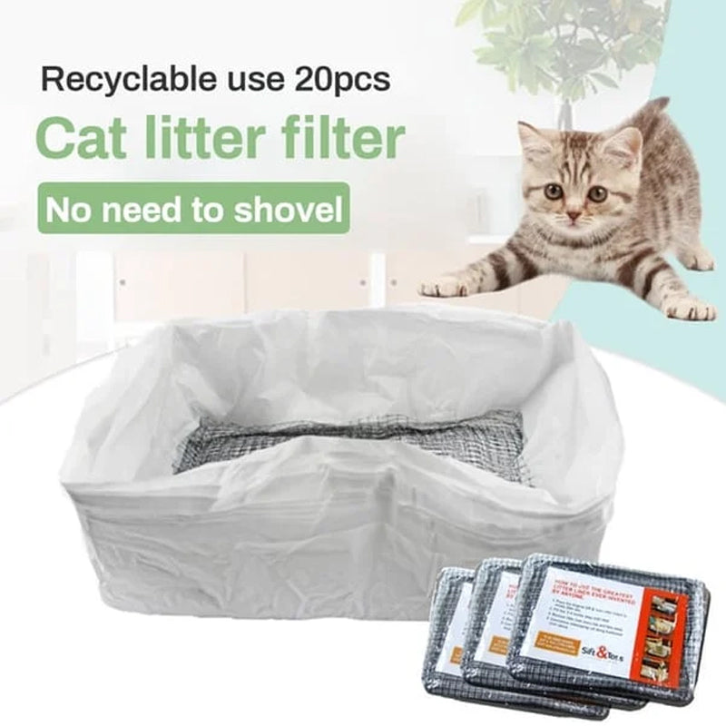 Hand holding a reusable cat litter liner bag, showcasing its flexible material and sturdy construction for pet supplies.