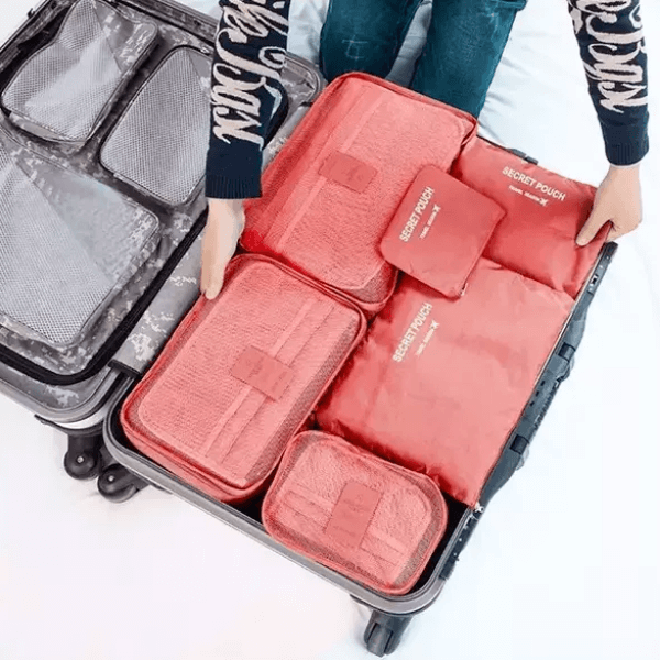 Two space-saving travel packing cubes. Organize clothes & essentials. Perfect luggage organizer for any trip.