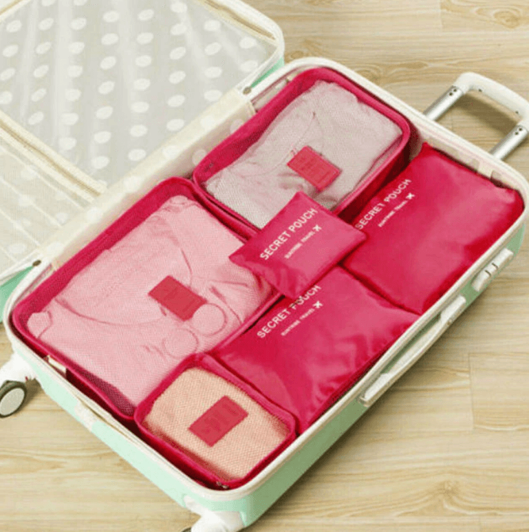 Foldable travel organizer packing cubes. Easy to store when not in use, a perfect space saver.