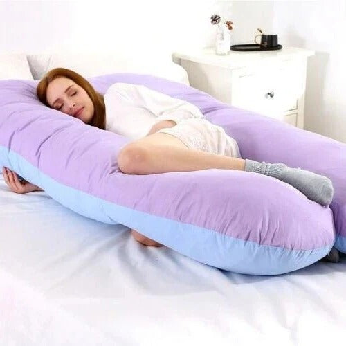 U-shaped full body pillow for sleep support & comfort, ideal for side sleepers and pregnancy.