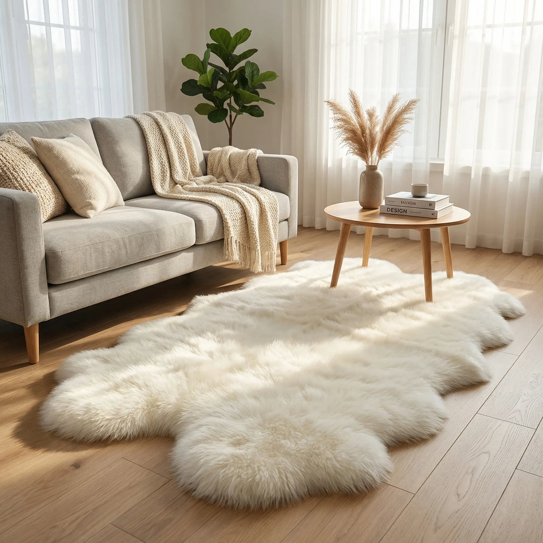 Ultra plush cloud-soft area rug with elegant waves, perfect for living room comfort & modern home decor.