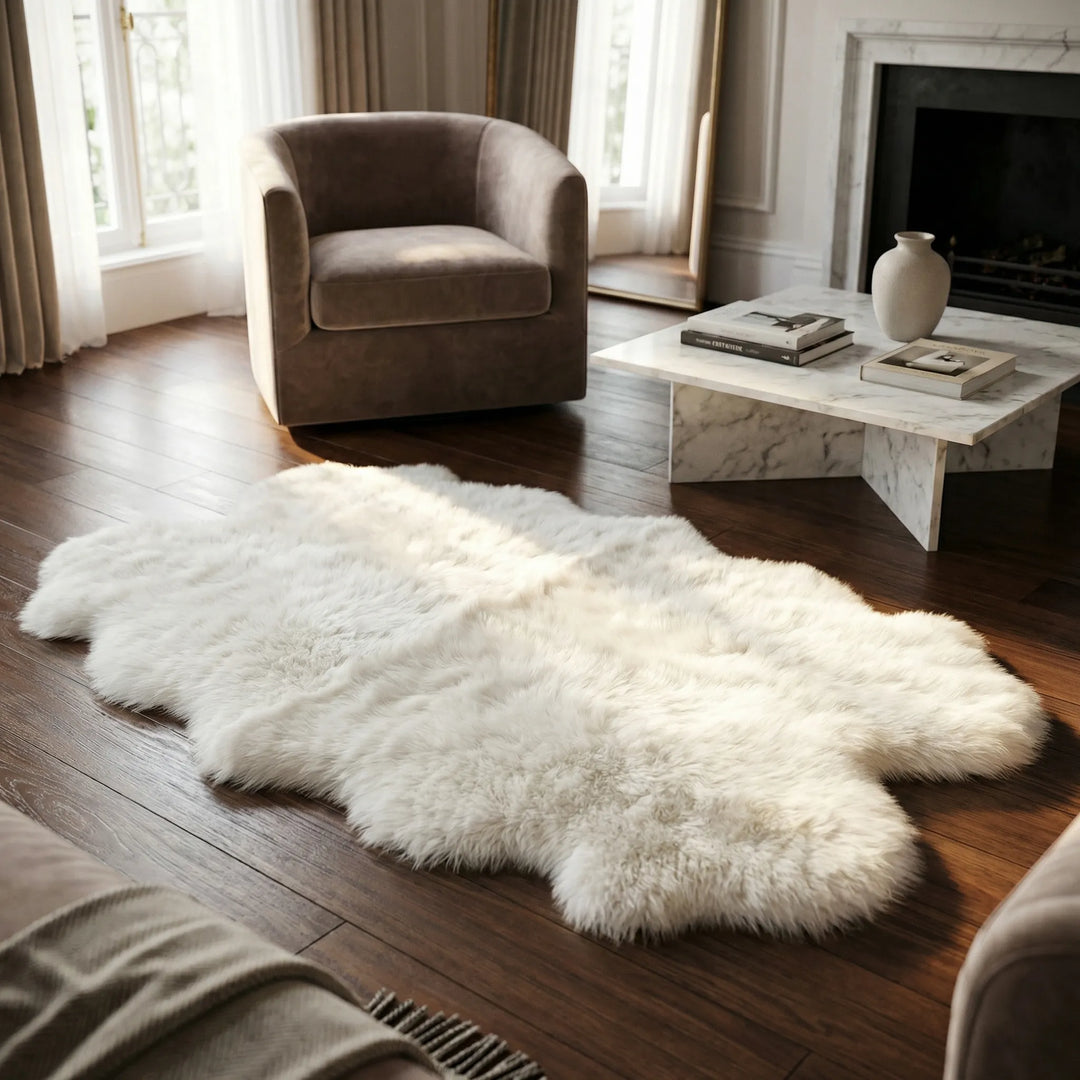 Modern Flowique area rug featuring wavy faux fur for a statement look. Super soft and ideal for cozy home decor.