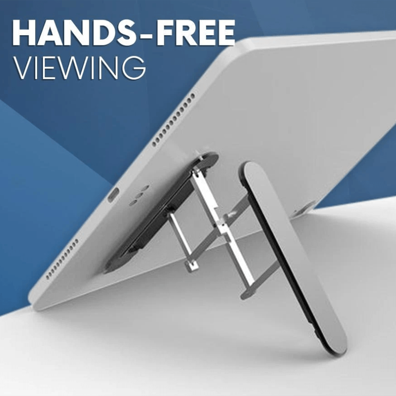 Gadget: ultra-thin adhesive mobile phone stand, lightweight aluminum, provides hands-free convenience.