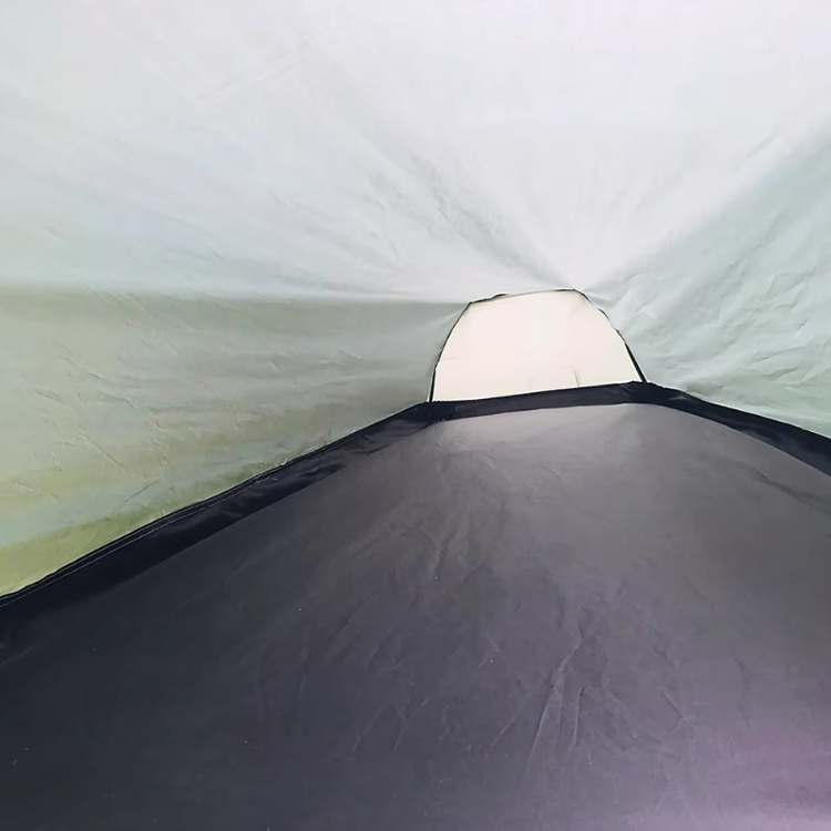 Single person ultralight backpacking tent pitched by a lake at sunset, ready for a solo camping trip.