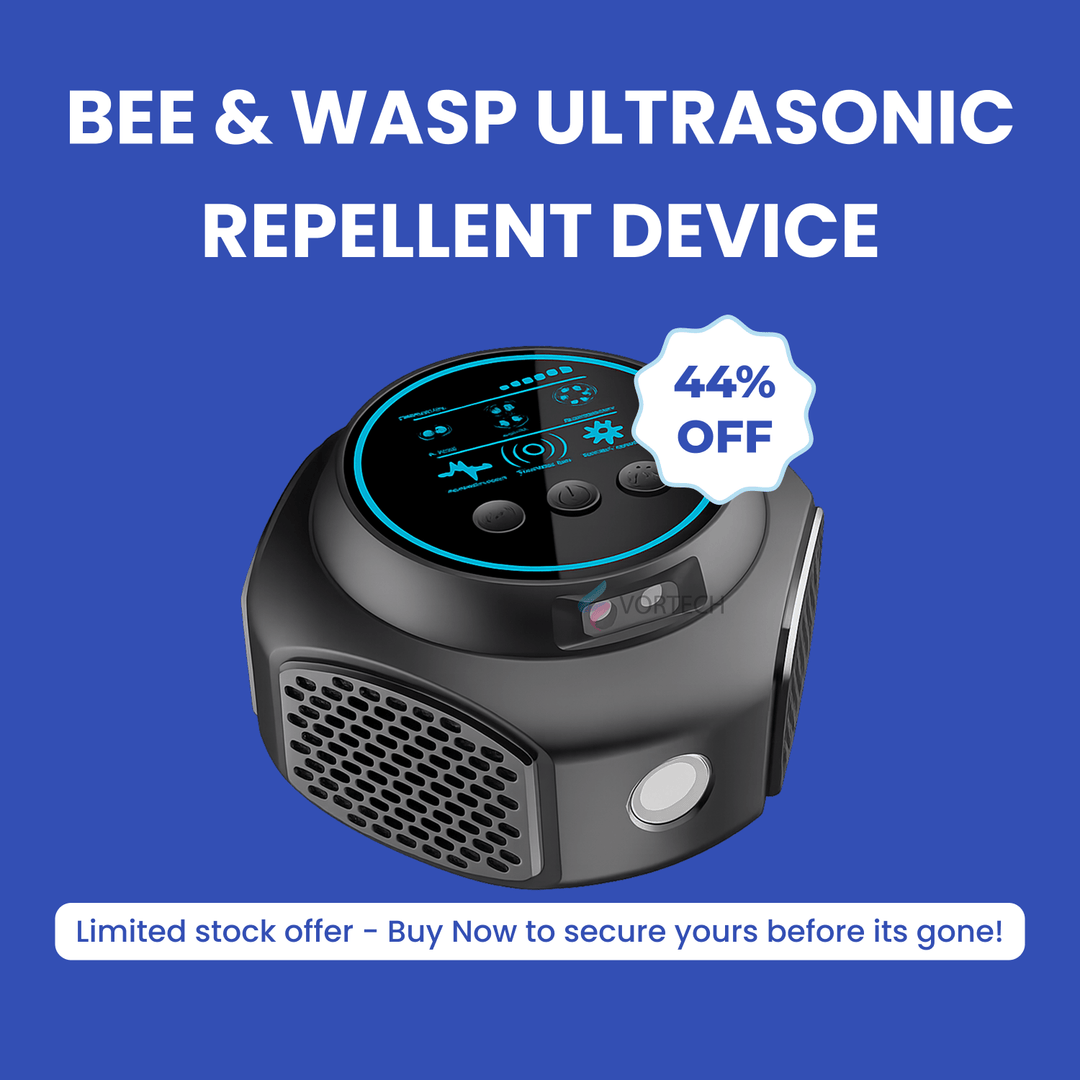 Patio & deck defense with 360° ultrasonic repellent against bees and wasps.