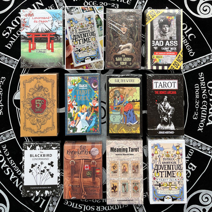 Unique illustrated tarot card deck for spiritual guidance, showcasing diverse artwork and vibrant colors