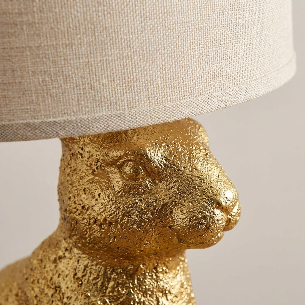 Noctebelle Masked Animal Table Lamp, lit with soft ambient glow, enhancing contemporary decor.