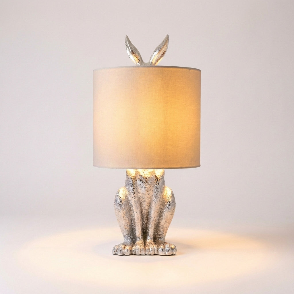 Artistic masked animal accent lamp, a statement resin table lamp for contemporary home interiors.