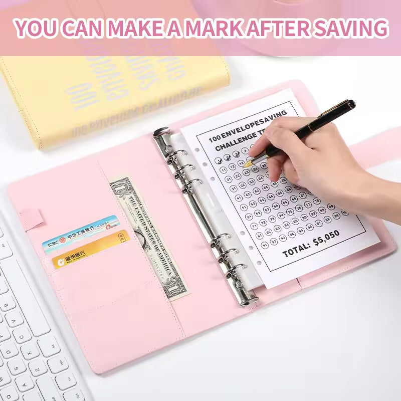 Open 100 Envelopes Money Saving Challenge Kit showing numbered envelopes, for budget tracking
