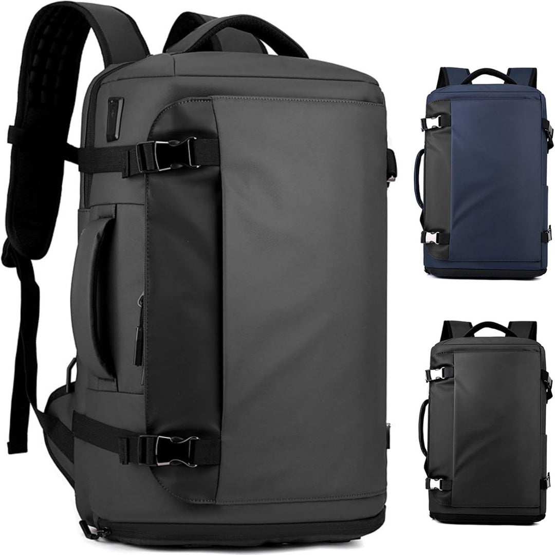 Anti-theft 15" waterproof laptop backpack, blue, with secure design & USB-C, great for safe urban travel.