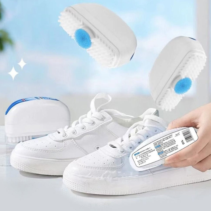 Versatile shoe brush and foam cleaner for sneakers, white shoes, and all footwear types
