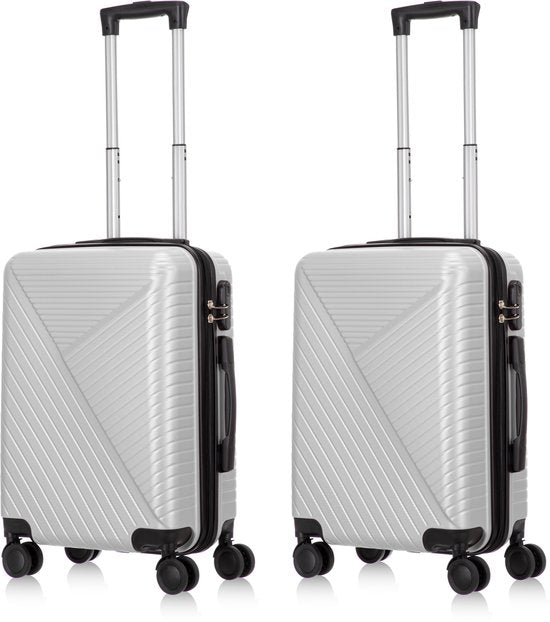 Secure 2-piece hard shell luggage set with TSA lock, durable spinner suitcases for unisex travel ease.
