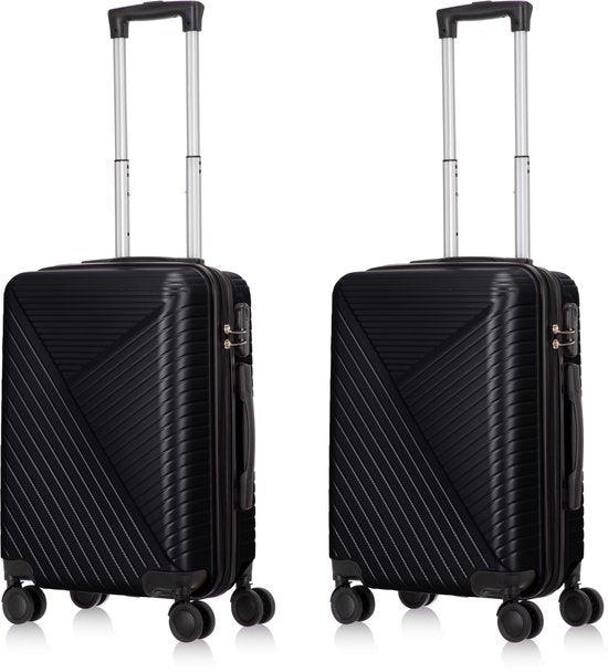 Vacation-ready 2-piece hard shell luggage set, durable spinner suitcases for unisex travelers.
