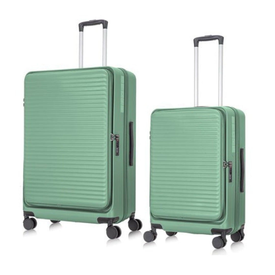 Unisex 2-piece hardshell suitcase set with laptop compartment, ideal for travel.