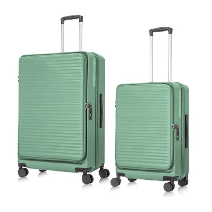 Unisex 2-piece hardshell suitcase set with laptop compartment, ideal for travel.