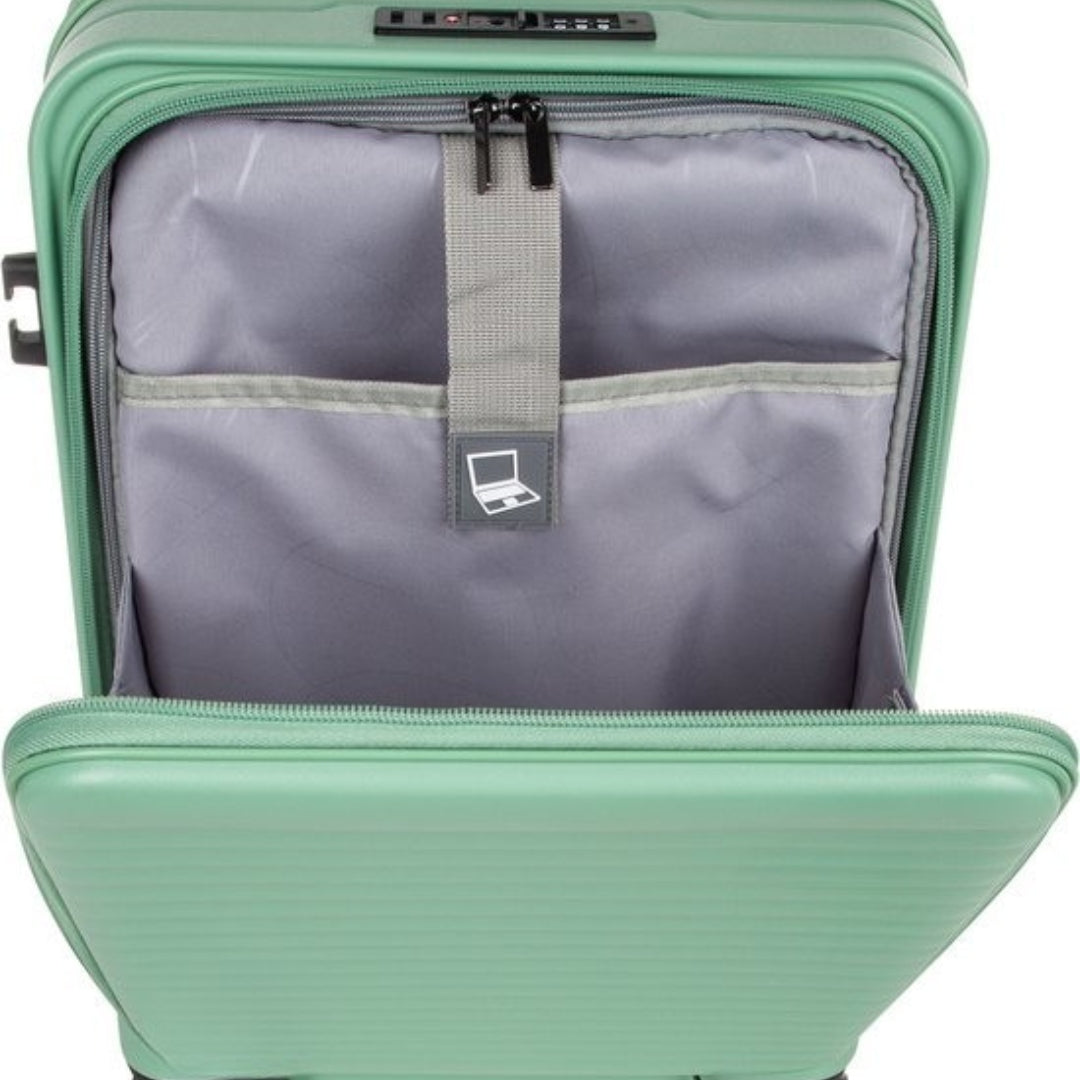 Essential unisex hardshell suitcase set, 2 pieces, expandable with a secure laptop compartment.