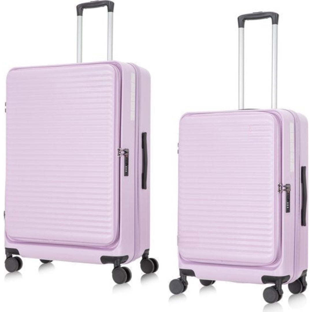 Business & vacation hardshell luggage set, 2 suitcases with laptop compartment & spinner wheels.