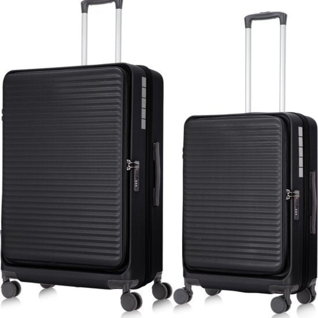 Protective unisex hardshell suitcase set, 2 pieces with TSA lock & laptop pocket for travel.