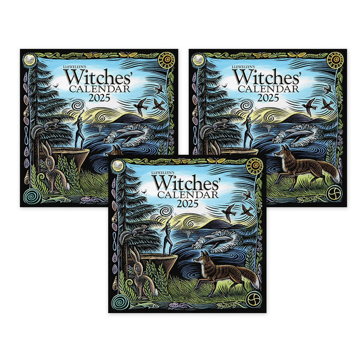 Unisex 2025 Spiritual Tools Calendar, displaying major holidays and detailed moon cycle information.