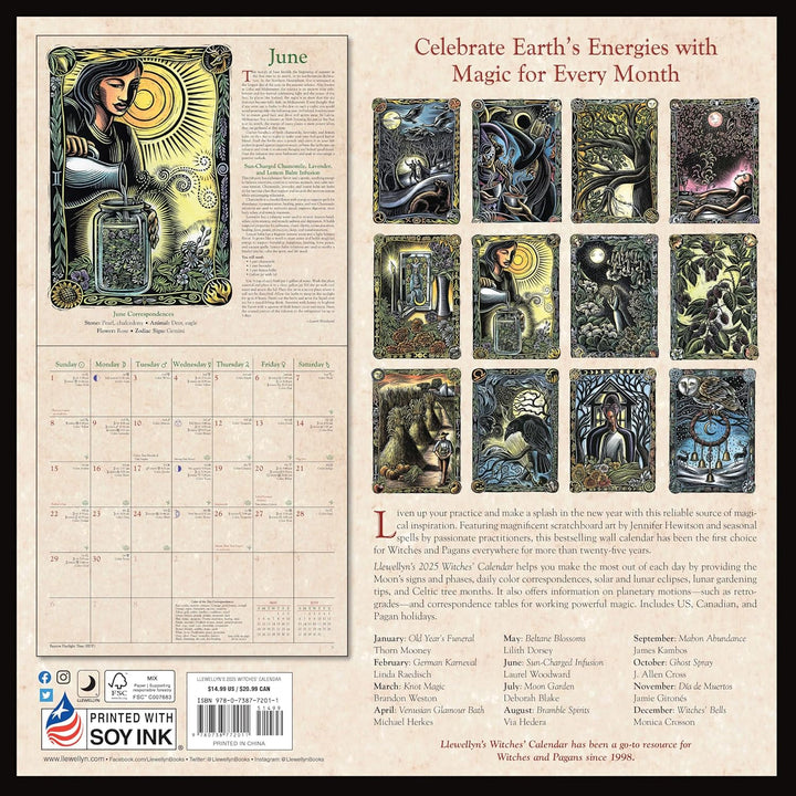A stack of new 2025 Mystical Witches' Wall Calendars, perfect as a spiritual gift.