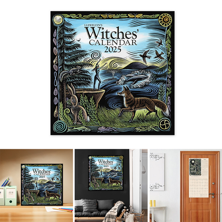 Unisex 2025 Pagan Wall Calendar, designed with mystical creatures and a dark aesthetic.