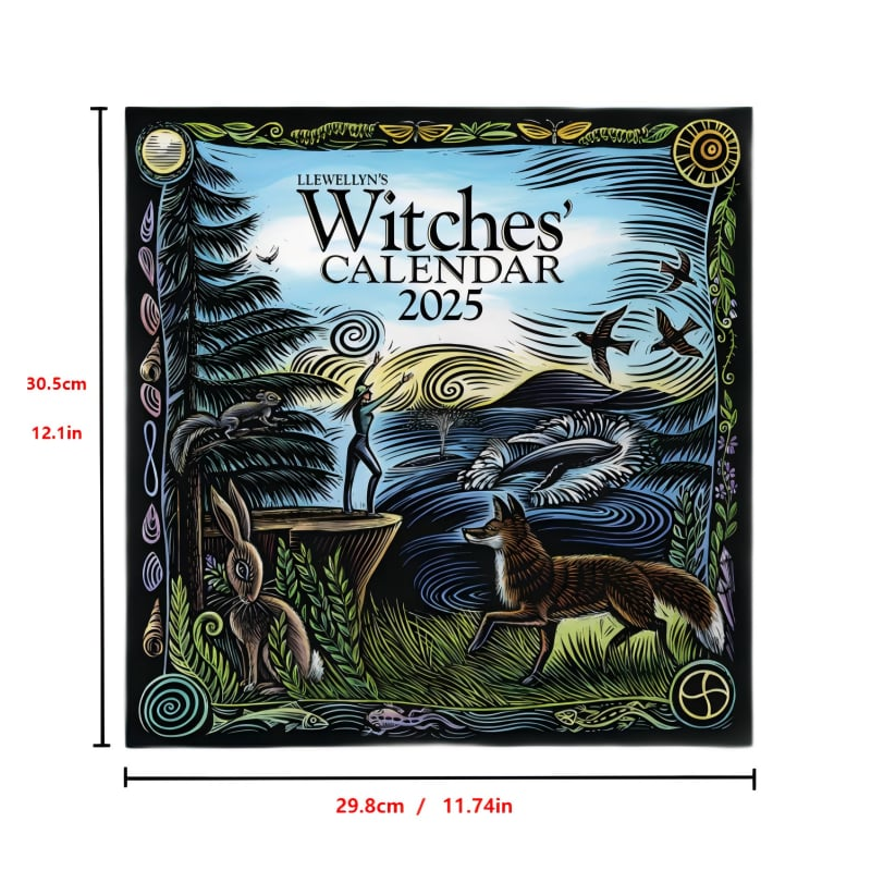 2025 Mystical Wall Calendar for witches, featuring elegant typography and spiritual themes.
