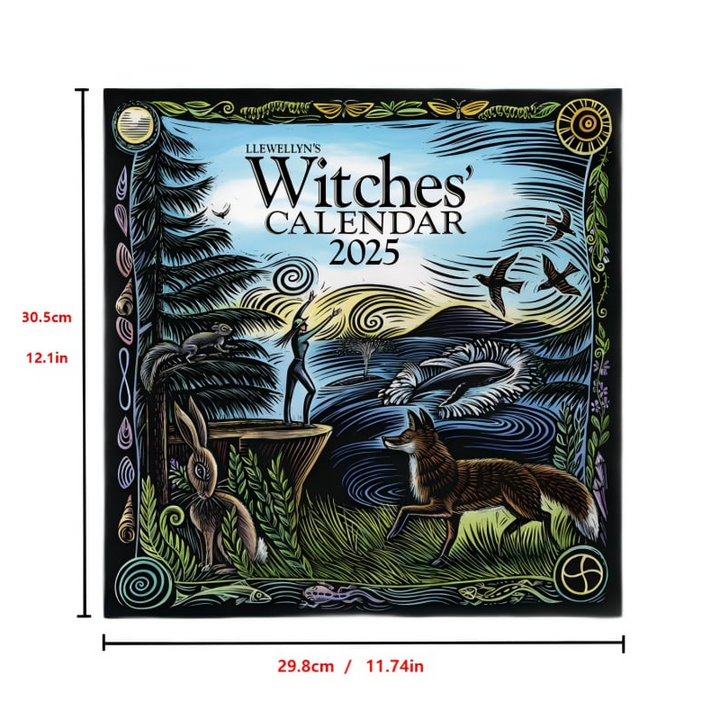 2025 Mystical Wall Calendar for witches, featuring elegant typography and spiritual themes.