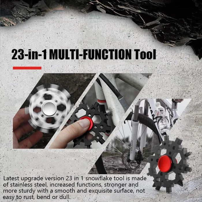 Unisex 23-in-1 Snowflake Multitool & Fidget Spinner, Portable EDC Gadget for Outdoor Camping