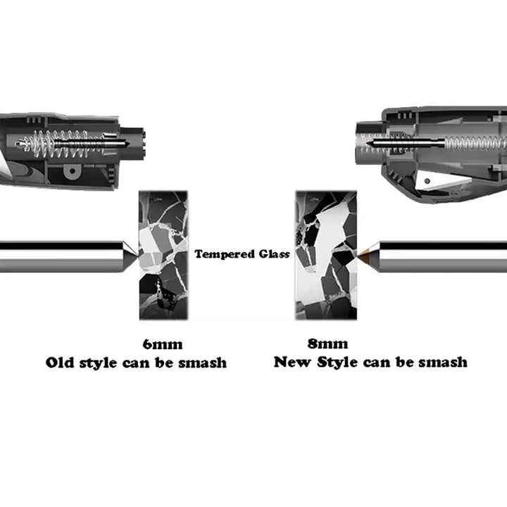 The 3-in-1 car emergency tool held in hand, demonstrating its compact size and ergonomic design for personal safety.